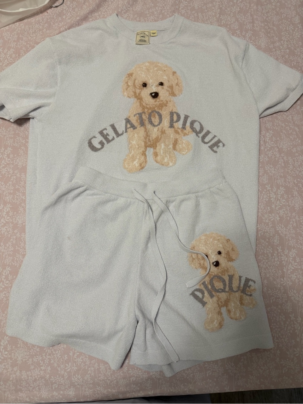 Gelato pique Light Blue Plush Puppy Pajama Set